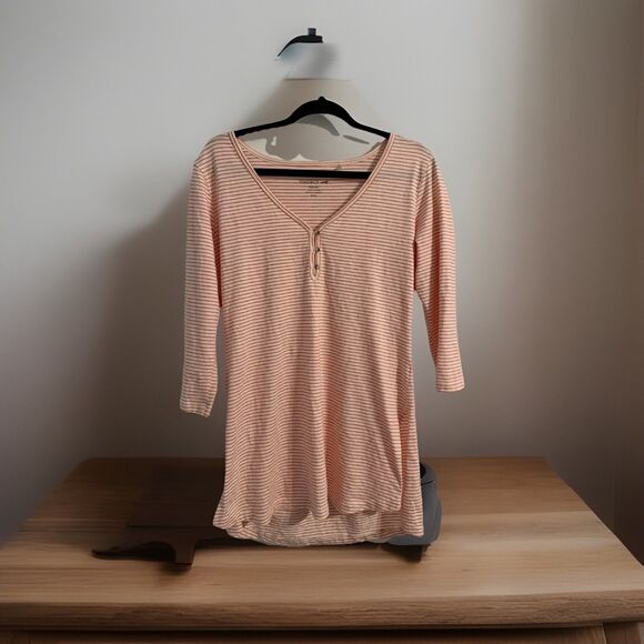 Toad&Co Women High Low 3/4 Sleeve Pullover Stripped Top Sz M Casual Preppy Top - Picture 1 of 7